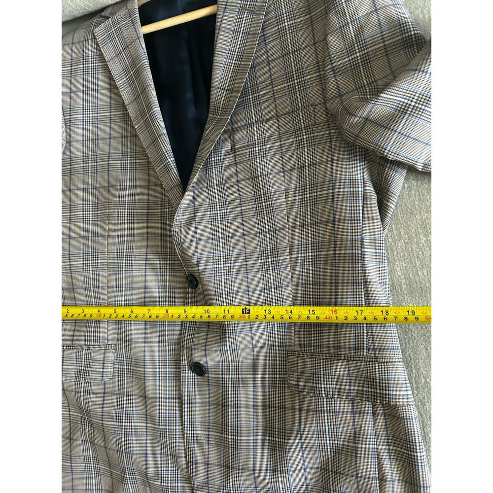 REDA Italy Mens 40 Blazer Sport Coat Brown Blue Plaid Wool Preppy - Picture 12 of 16